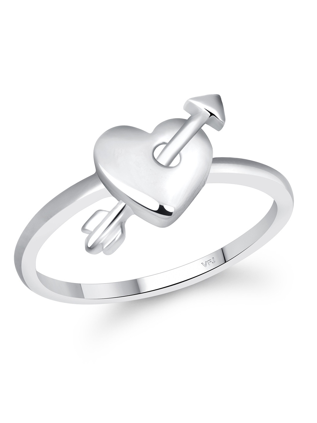 Vighnaharta Rhodium-Plated Heart Finger Ring With Rose Box
