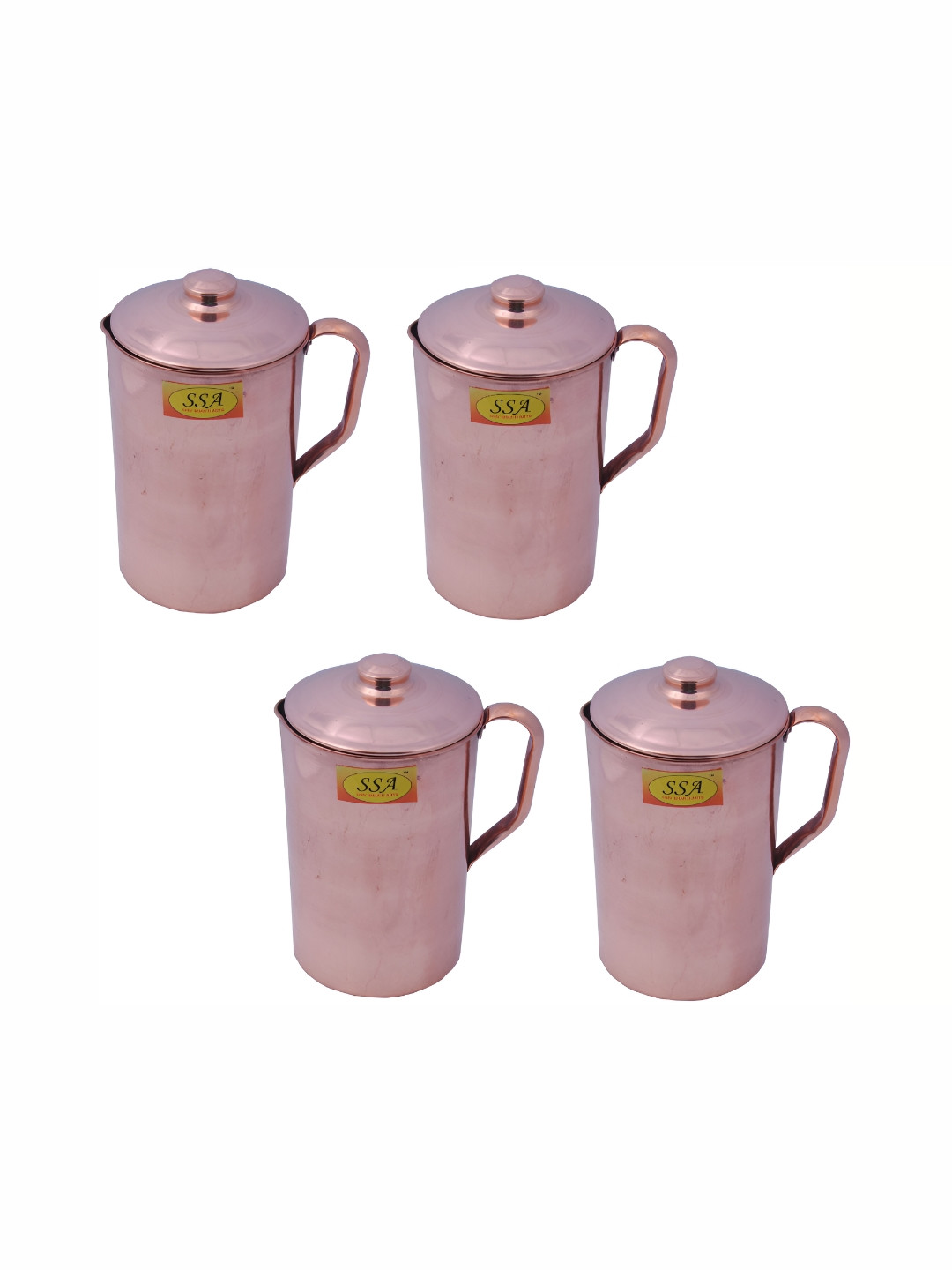 Shivshakti Arts Brown 4 Pieces Textured Copper Easy to Clean Water Jugs 1.5 L