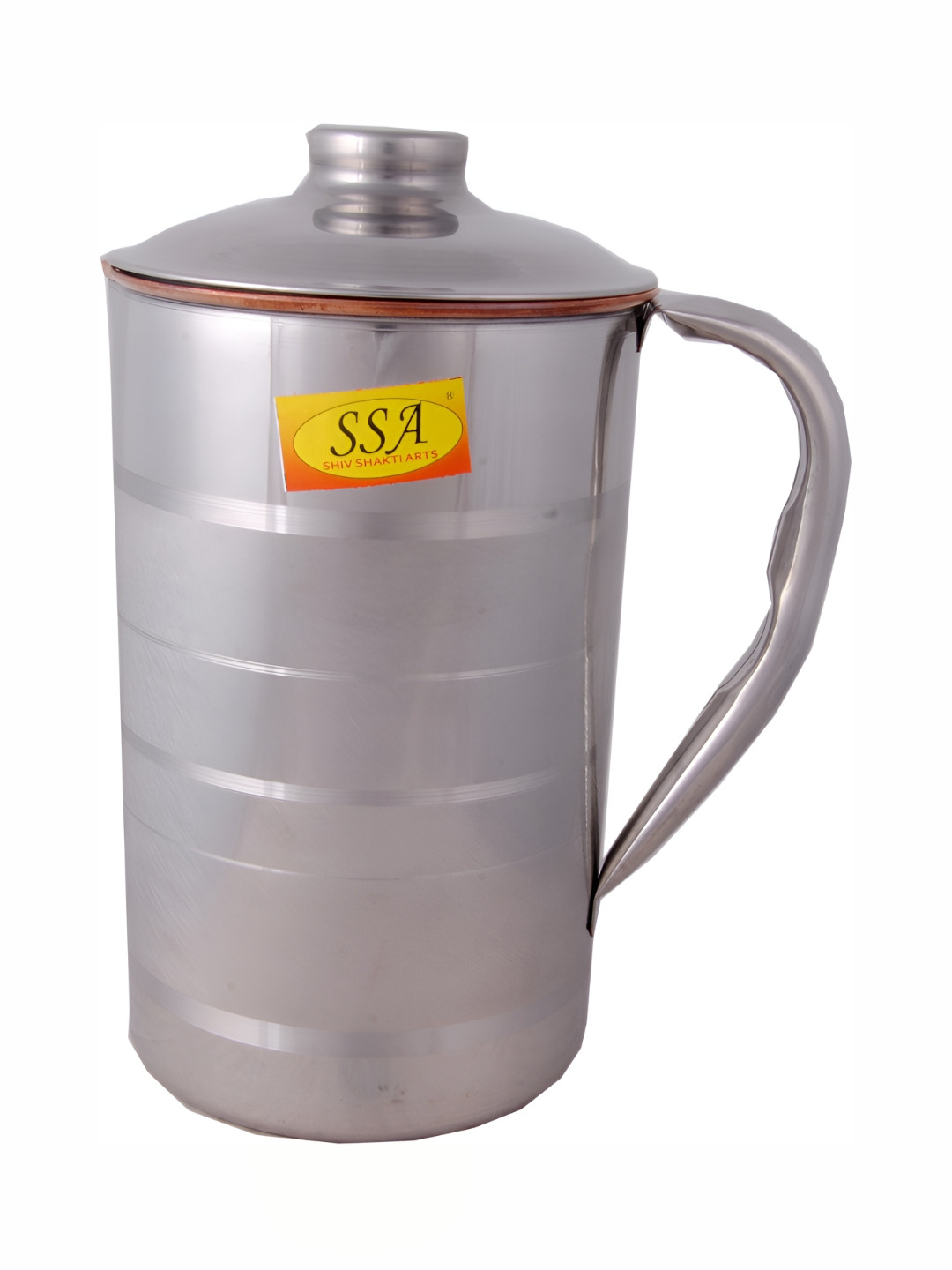 Shivshakti Arts Silver Toned Textured Copper Easy to Clean Water Jugs 1.5 L