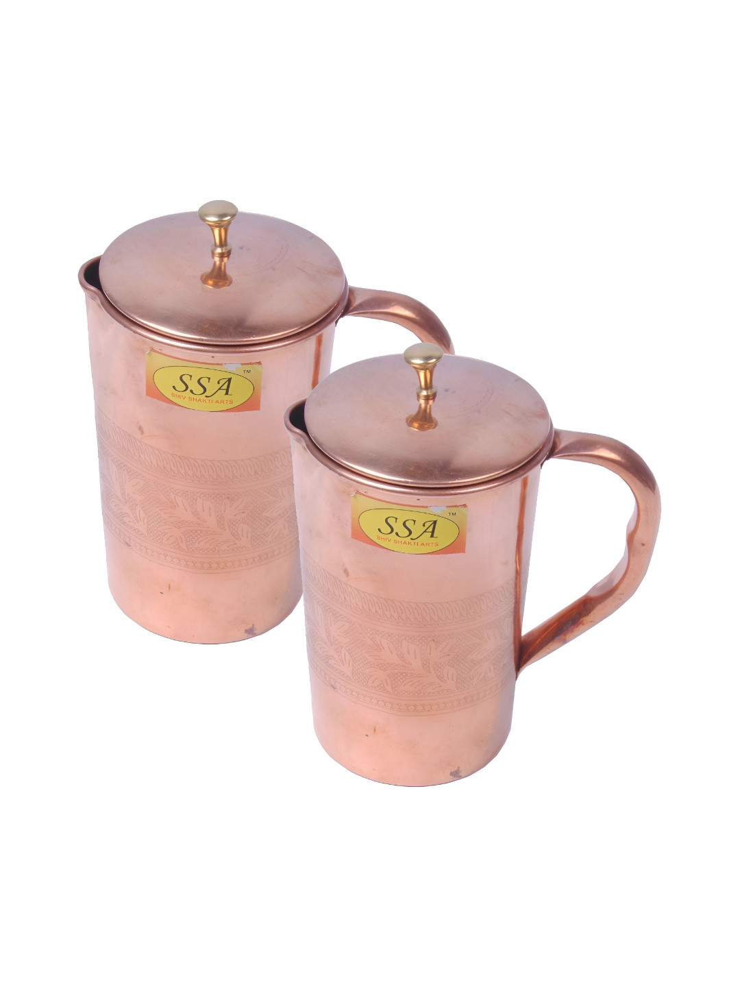 Shivshakti Arts 2 Pieces Easy To Clean Copper Water Jugs 1.025 L Each