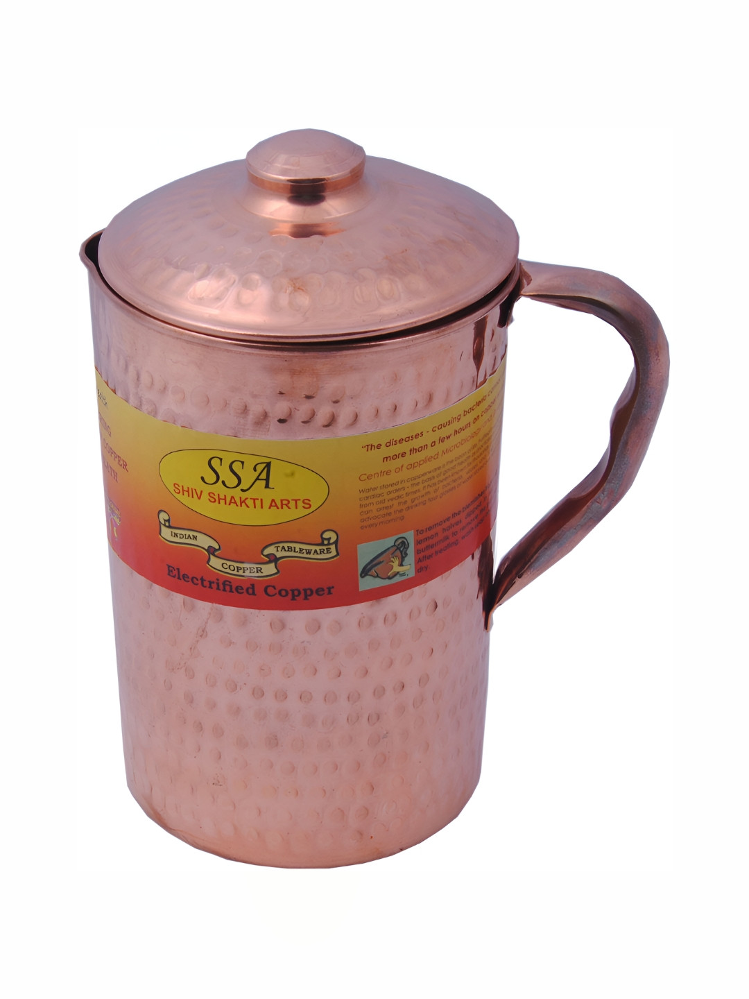 Shivshakti Arts Easy To Clean Hammered Copper Water Jug 1.325 L