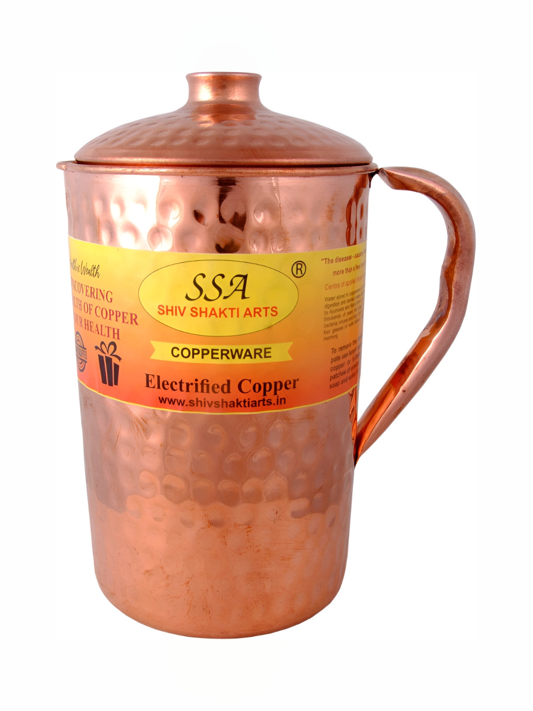 Shivshakti Arts Copper Toned Easy to Clean Copper Water Jugs  2.2 L