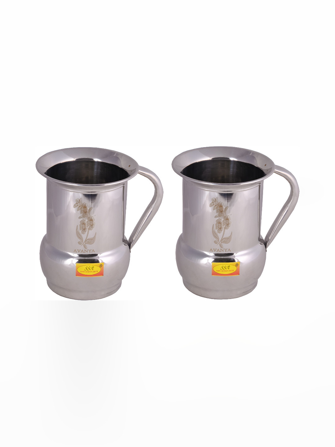 Shivshakti Arts Silver-Toned 2 Pieces Easy to Clean Stainless Steel Water Jugs 1.8 L Each
