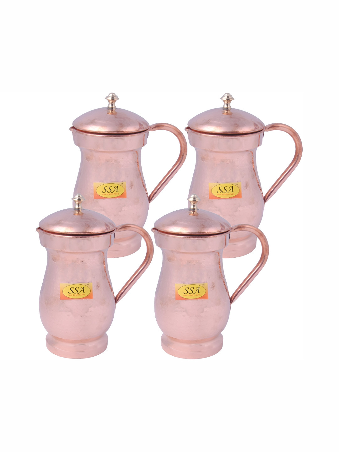 Shivshakti Arts Copper-Toned 4 Pieces Easy to Clean Copper Water Jugs 1.7 L Each