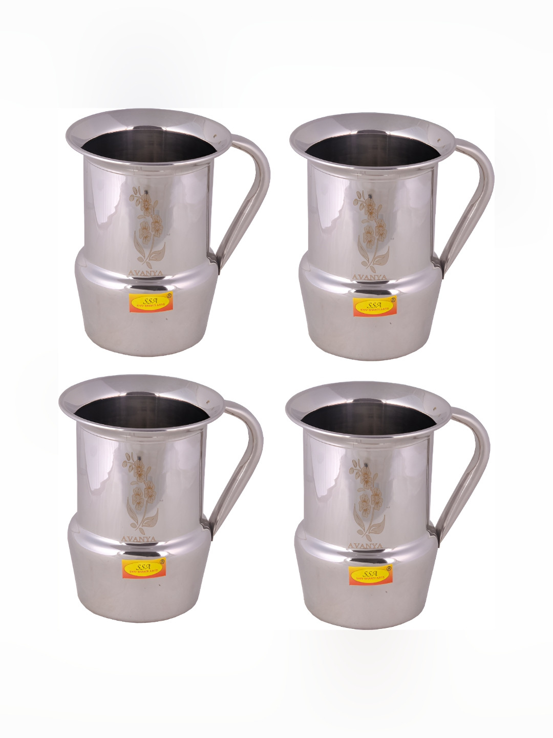 Shivshakti Arts Silver-Toned 4 Pieces Easy to Clean Stainless Steel Water Jugs 1.8 L Each