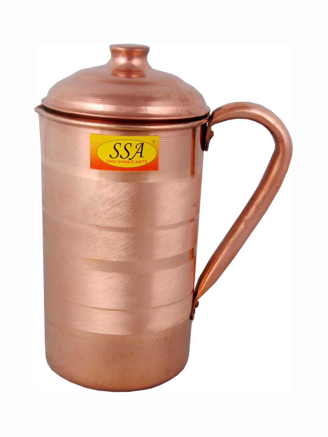 Shivshakti Arts Copper-Toned Easy to Clean Copper Water Jug With Lid 1.1 L