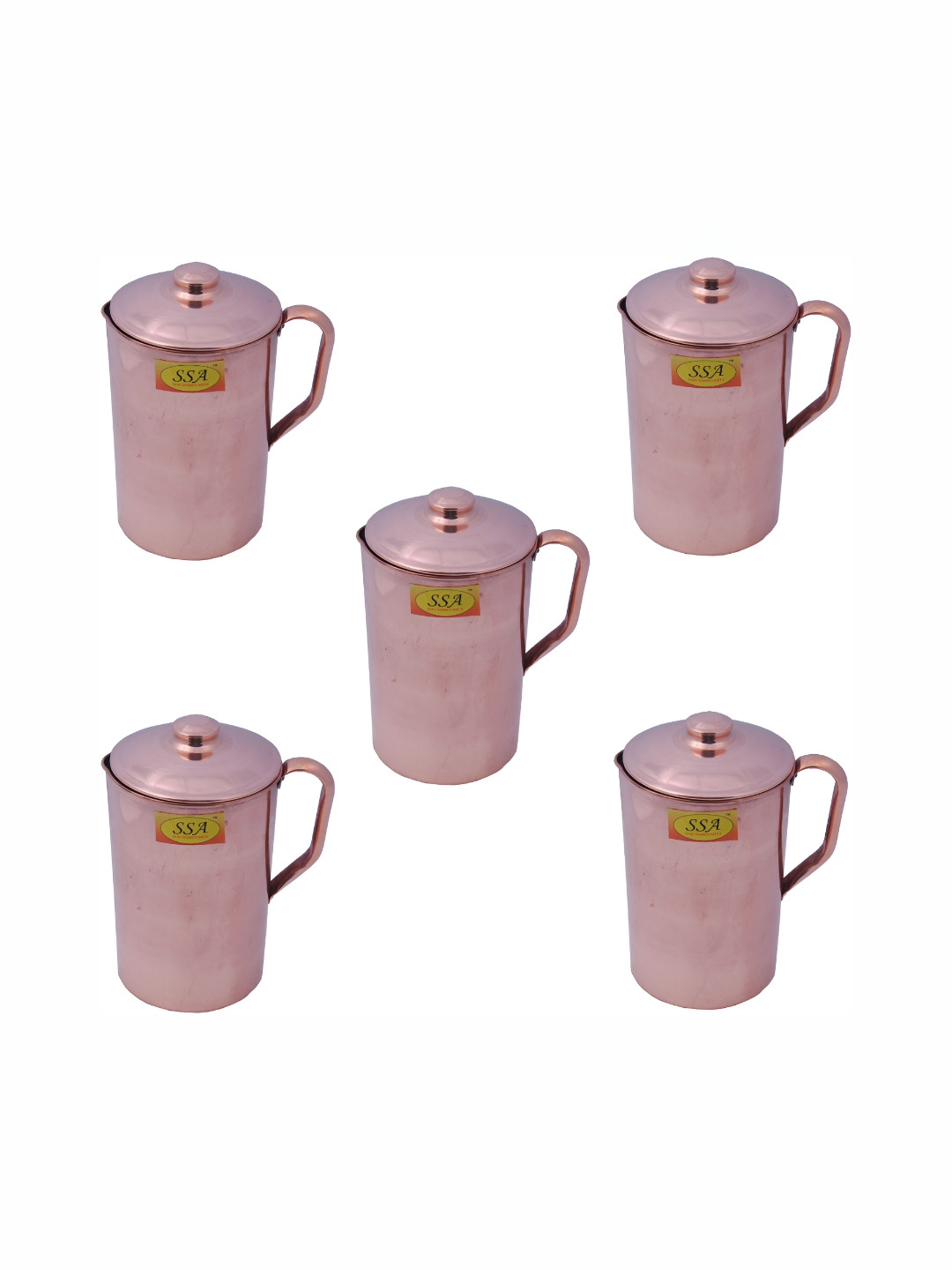 Shivshakti Arts Brown 5 Pcs Easy to Clean Copper Water Jugs 1.5 L