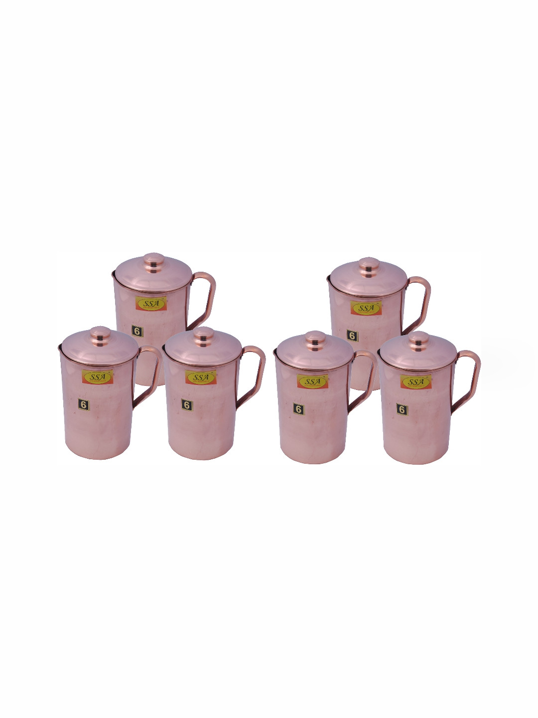 Shivshakti Arts Pink 6 Pcs Easy to Clean Copper Water Jugs 2 L