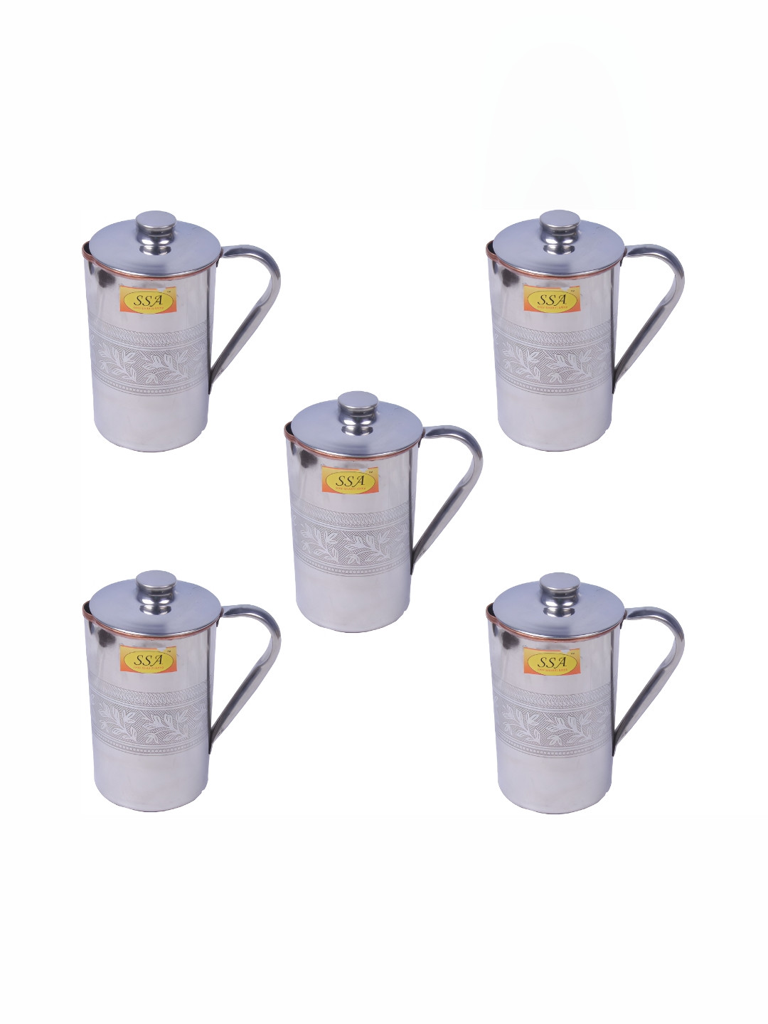 Shivshakti Arts Steel 5 Pieces Easy To Clean Copper Water Jugs 1.325L