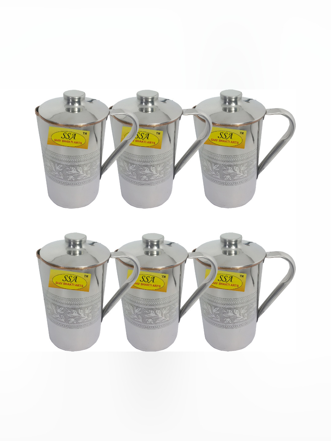 Shivshakti Arts Steel 6 Pieces Easy To Clean Copper Water Jugs 1.325L