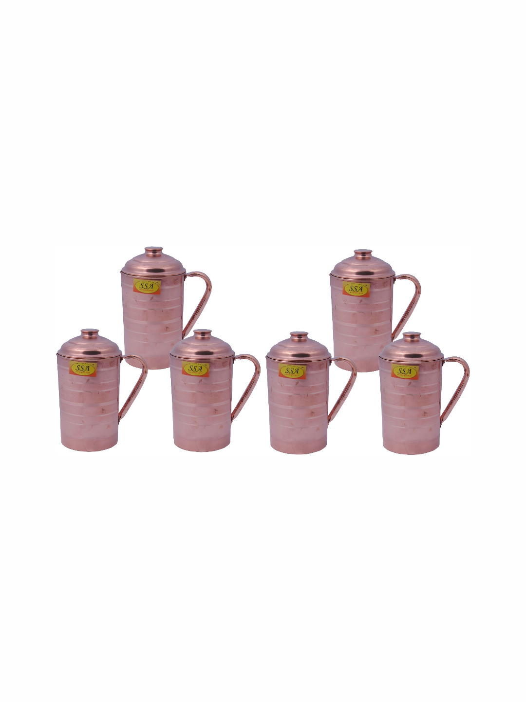 Shivshakti Arts 6 Pieces Copper Easy to Clean Water Jugs 1.6 L