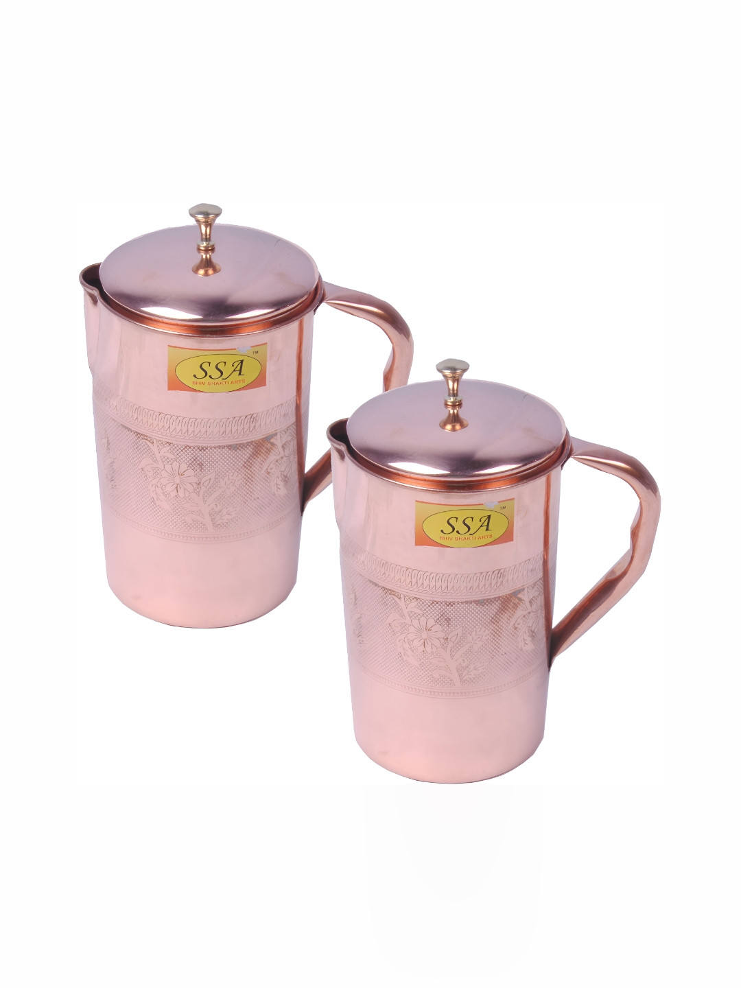 Shivshakti Arts Copper Toned 2 Pieces Easy To Clean Water Jugs 1.325L