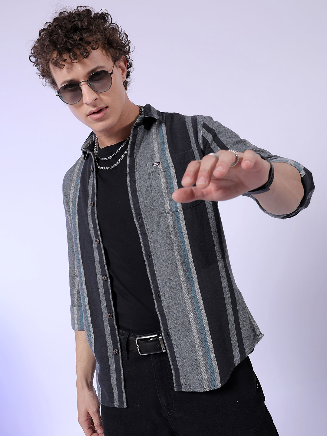 The Indian Garage Co Vertical Striped Pure Cotton Casual Shirt