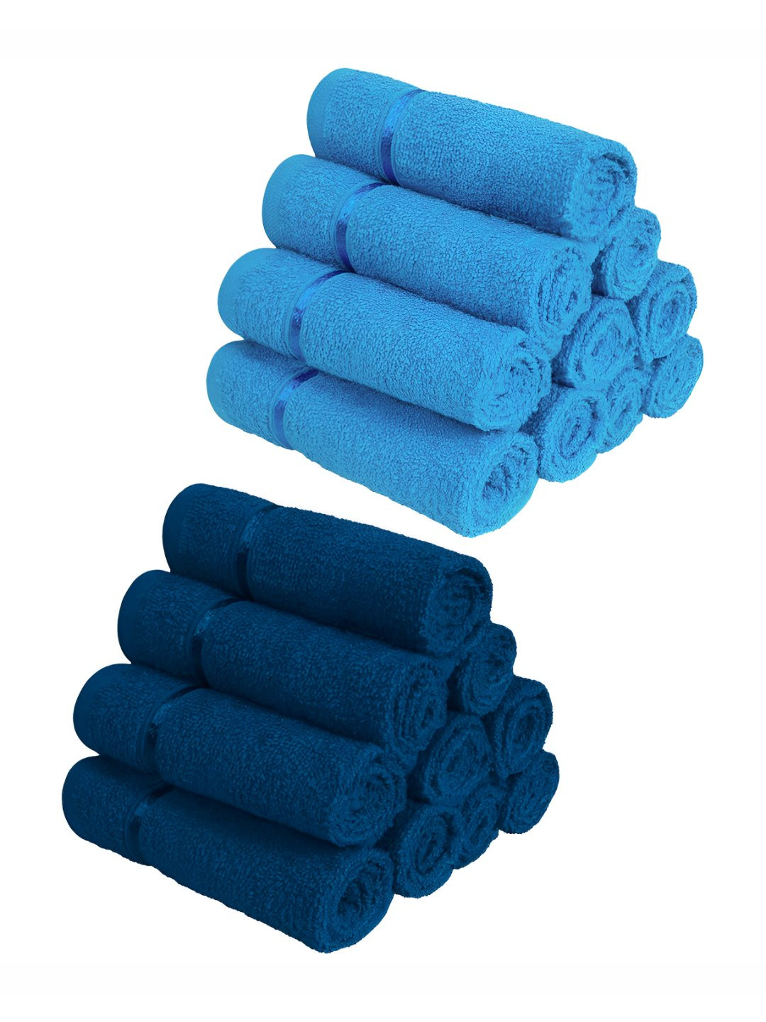 Story@home Blue & Navy Blue 20 Pieces Cotton 450 GSM Face Towels