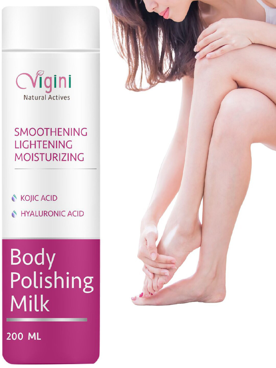 Vigini Body Skin Brightening Whitening Polishing Milk Lotion Kojic & Hyaluronic Acid
