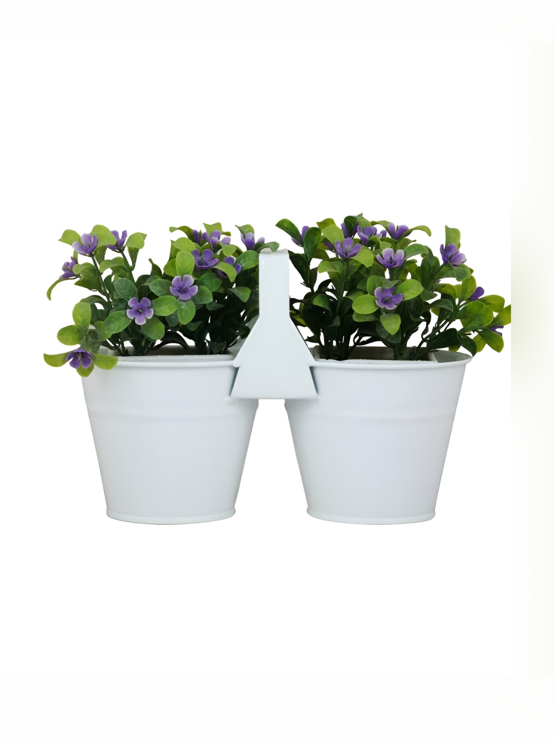 DecorTwist White Bucket Shape Metal Planter