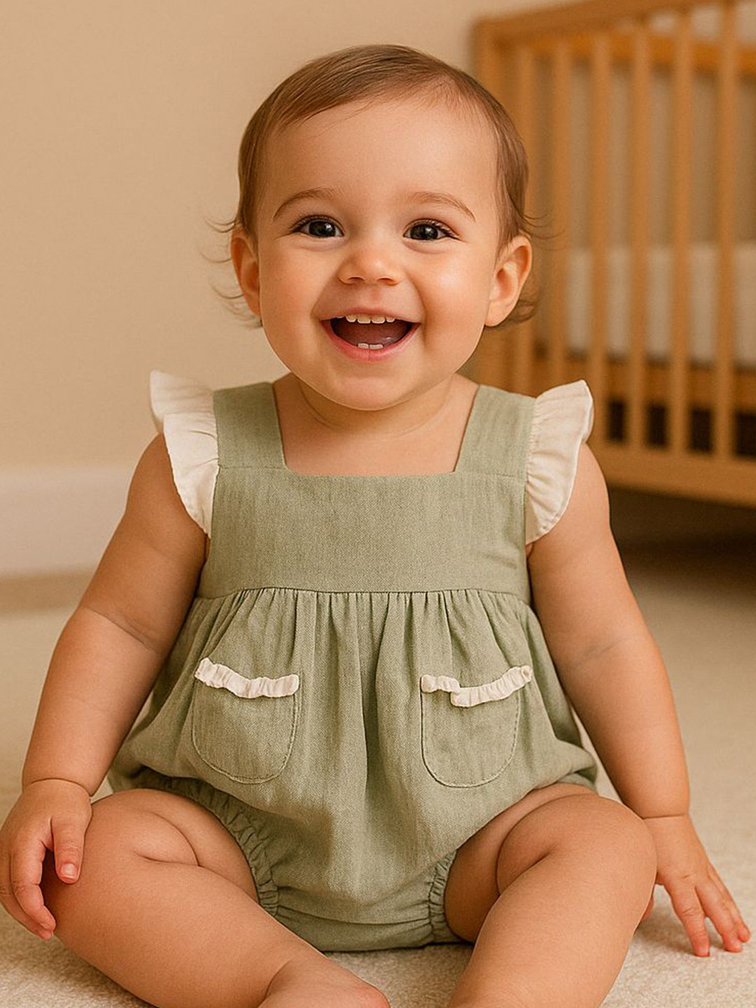 BAESD Infant Girls Double Cotton Frill Rompers