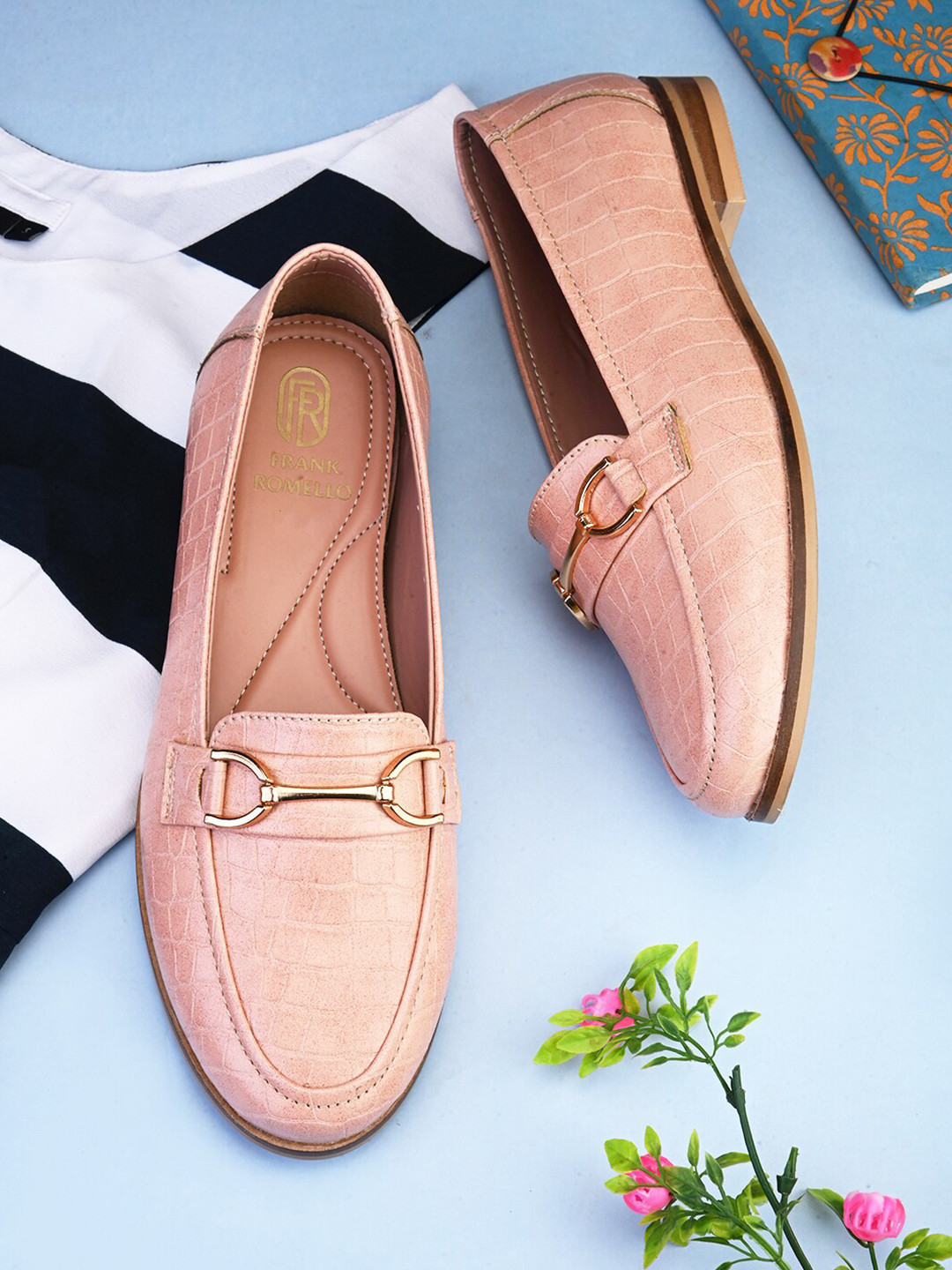 FRANKROMELLO Textured Buckle Detailed Ballerinas
