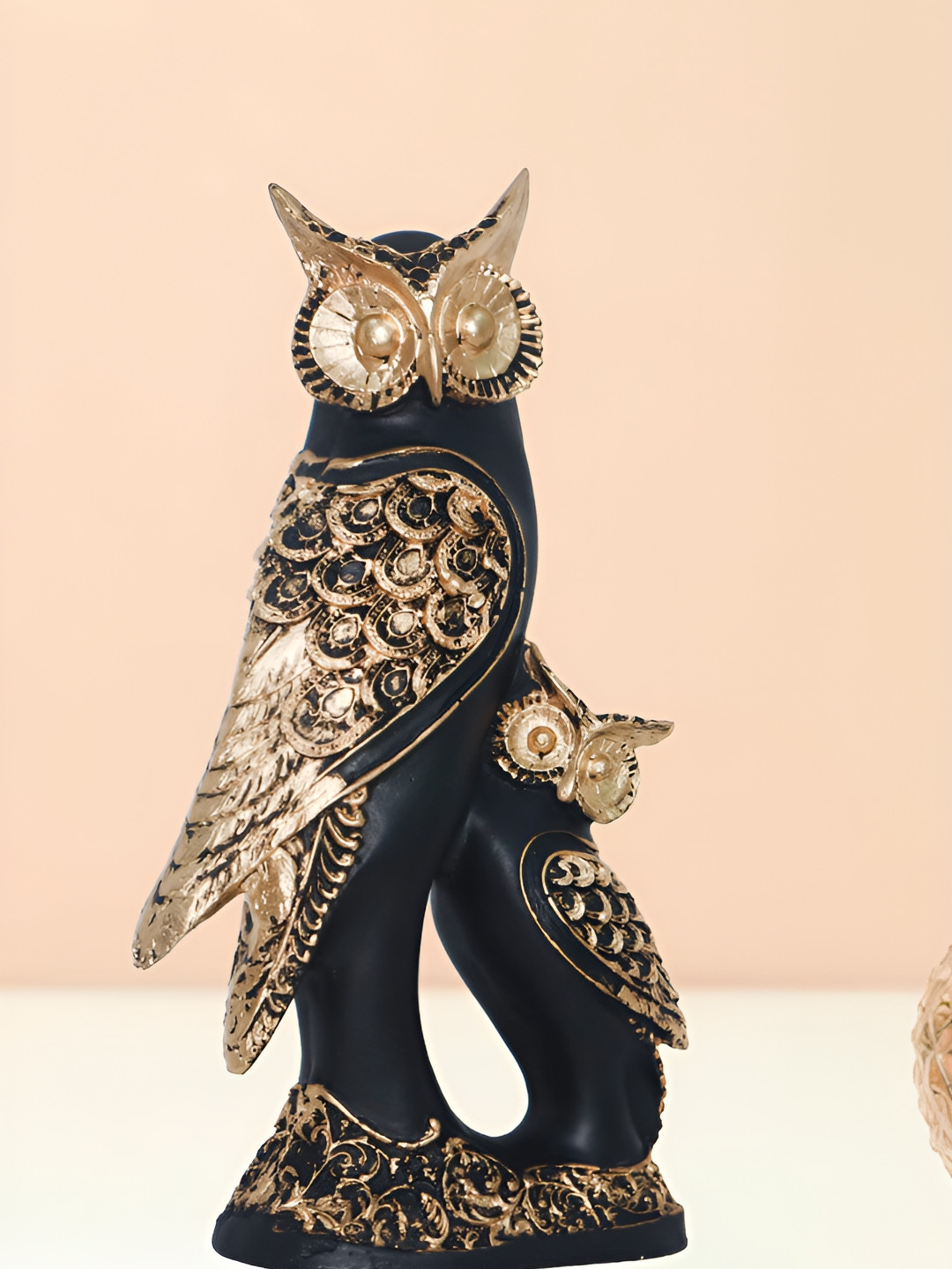 JAIPUR ACE Owl Black Polyresin Glossy Living Room Medium Showpiece - 3 Inches