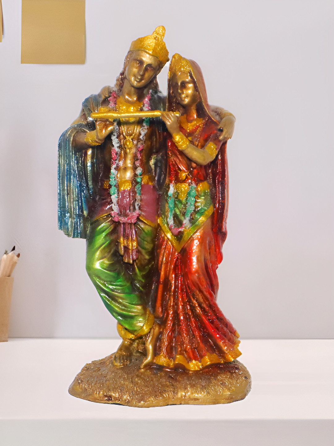 JAIPUR ACE Lord Radha Krishna Red Polyresin Glossy Prayer Room Medium Showpiece - 4.1 Inches