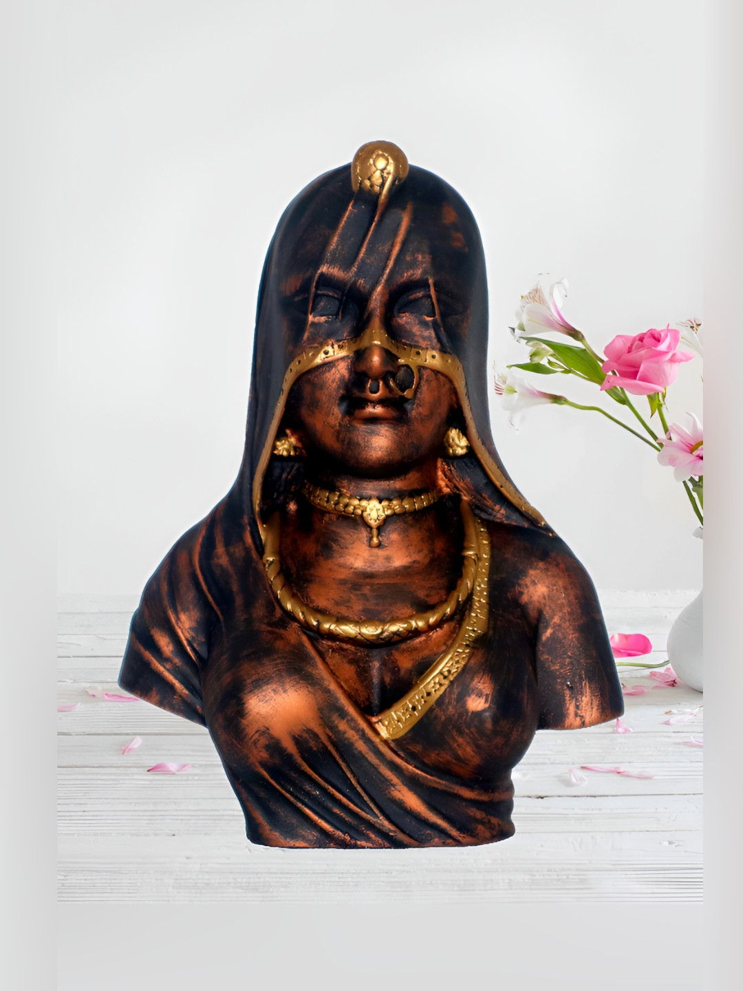 JAIPUR ACE Bani Thani indian Lady Brown Polyresin Natural Living Room Medium Showpiece - 3.1 Inches