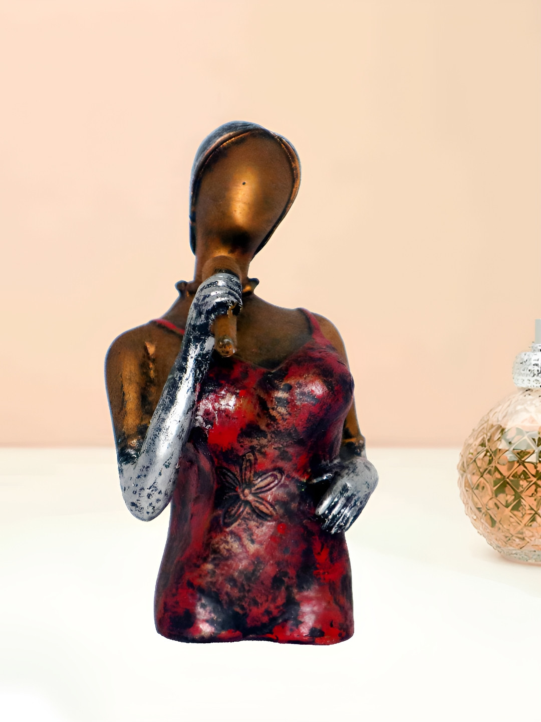 JAIPUR ACE Singing Women Maroon Polyresin Matte Living Room Hand-Crafted Small Showpiece - 2.8 Inches