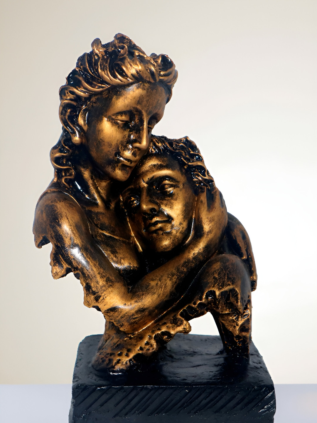 JAIPUR ACE Couple Brown Polyresin Natural Living Room Medium Showpiece - 3.9 Inches