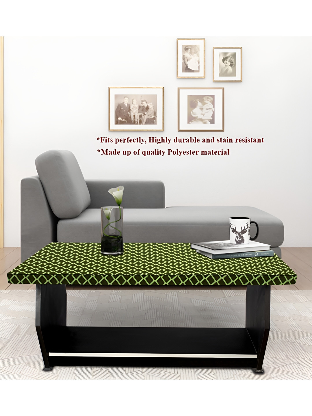 Stylista Green & Lime Green Checked Waterproof 2-Seater Table Cover