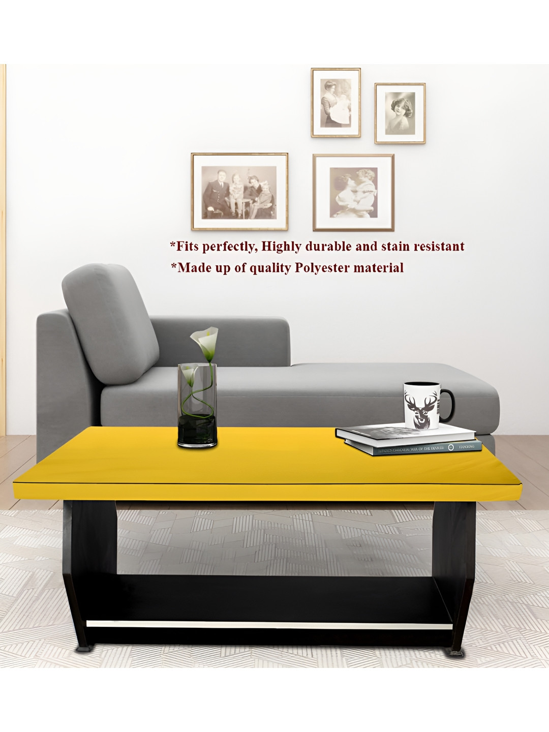 Stylista Yellow Waterproof Rectangle 91.44 cm x 60.96 cm Table Cover