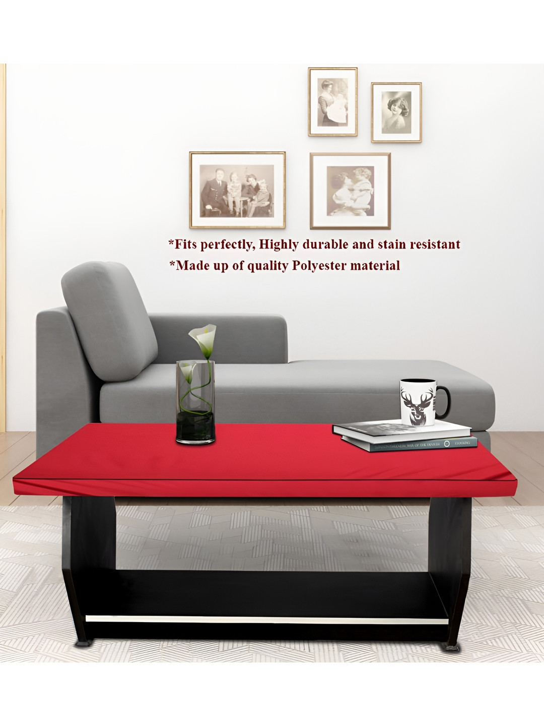 Stylista Red Waterproof Rectangle 91.44 cm x 60.96 cm Table Cover