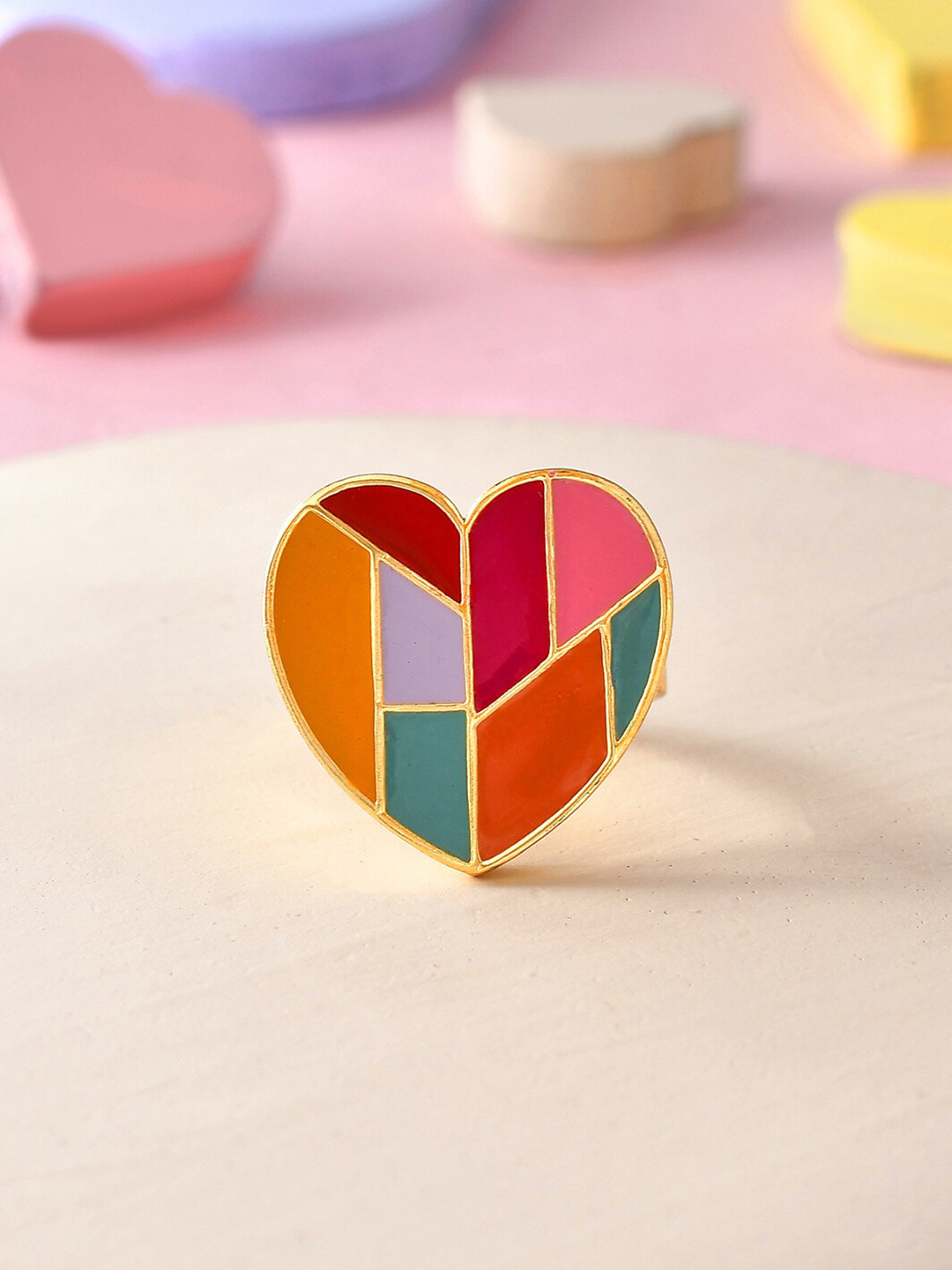 Voylla Gold-Plated Finger Textured Finger Ring