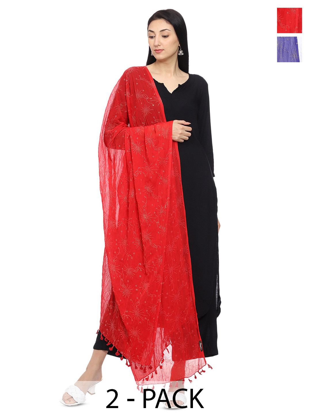 Tulip Eden Pack Of 2 Ethnic Printed Foil Print Dupatta