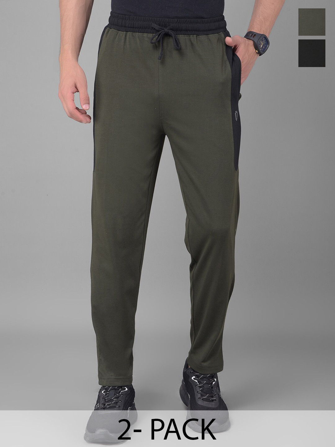 Dollar Men Solid Contrast Cut and Sew Panelled Track Pant with One side Zipper Pocket
