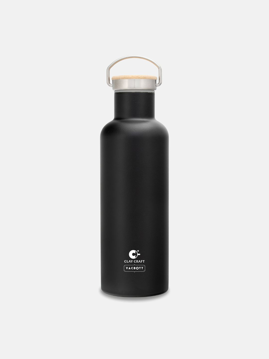 CLAY CRAFT Vacbott Black Brand Logo Stainless Steel Double Wall Vacuum Flask - 700ml