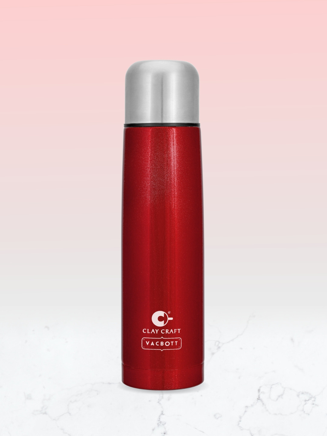 CLAY CRAFT Vacbott Red Brand Logo Stainless Steel Double Wall Vacuum Flask - 1L