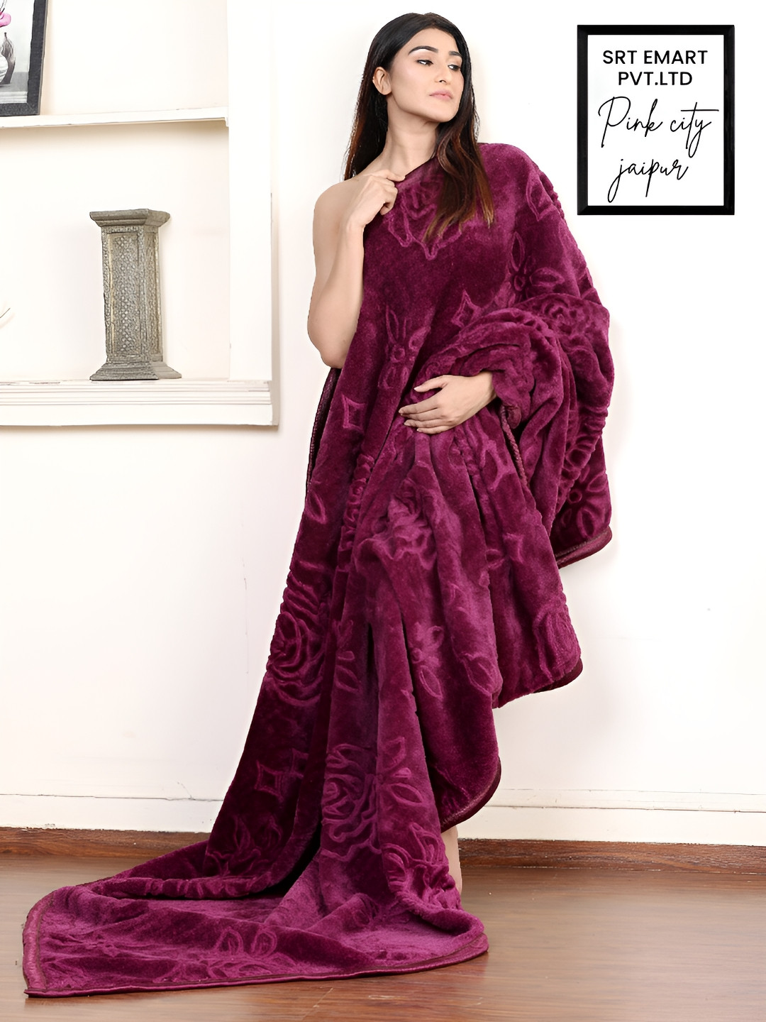 kirshinaENTERPRISES Floral Mink Heavy Winter 380 GSM Double Bed Blanket