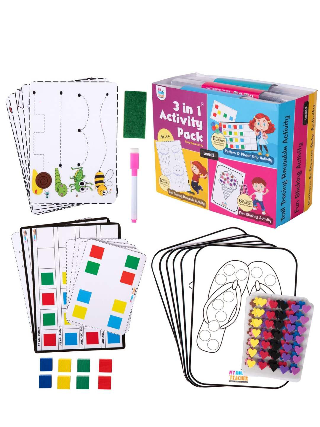 My House Teacher Kids 3 in-1 Activity Set with Sticking Tracing Colours & Sequencing Skill
