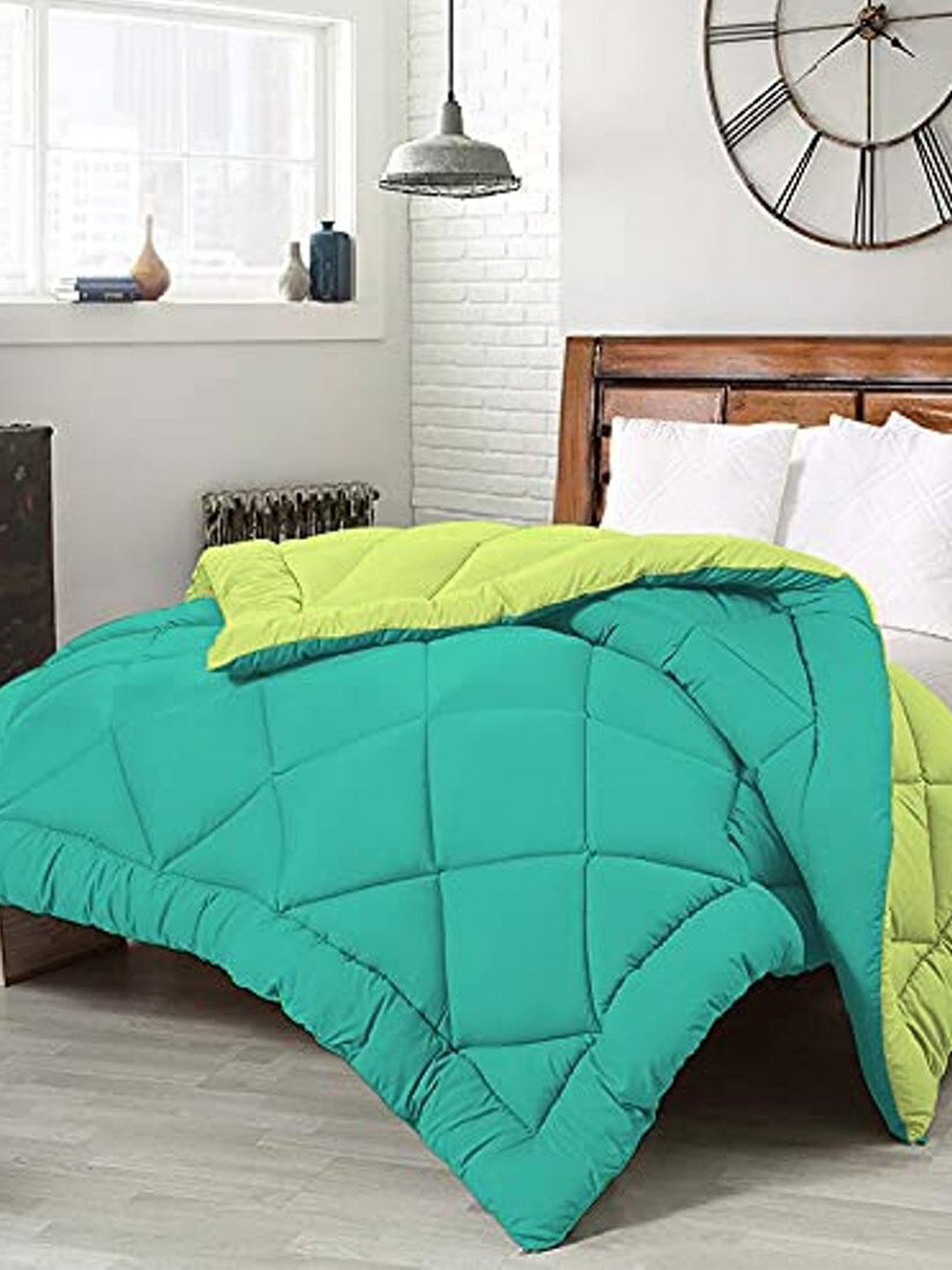 RF RELAXFEEL Green Heavy Winter 233 GSM Single Bed Quilt