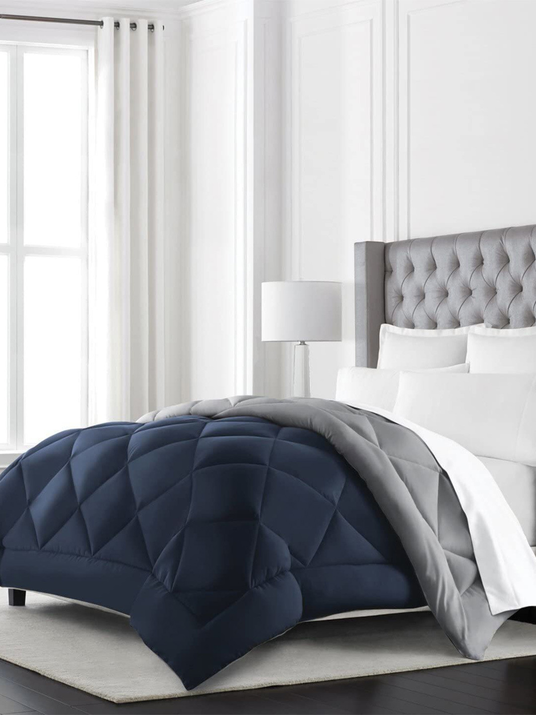 RF RELAXFEEL Grey & Blue Heavy Winter 233 GSM Single Bed Comforter