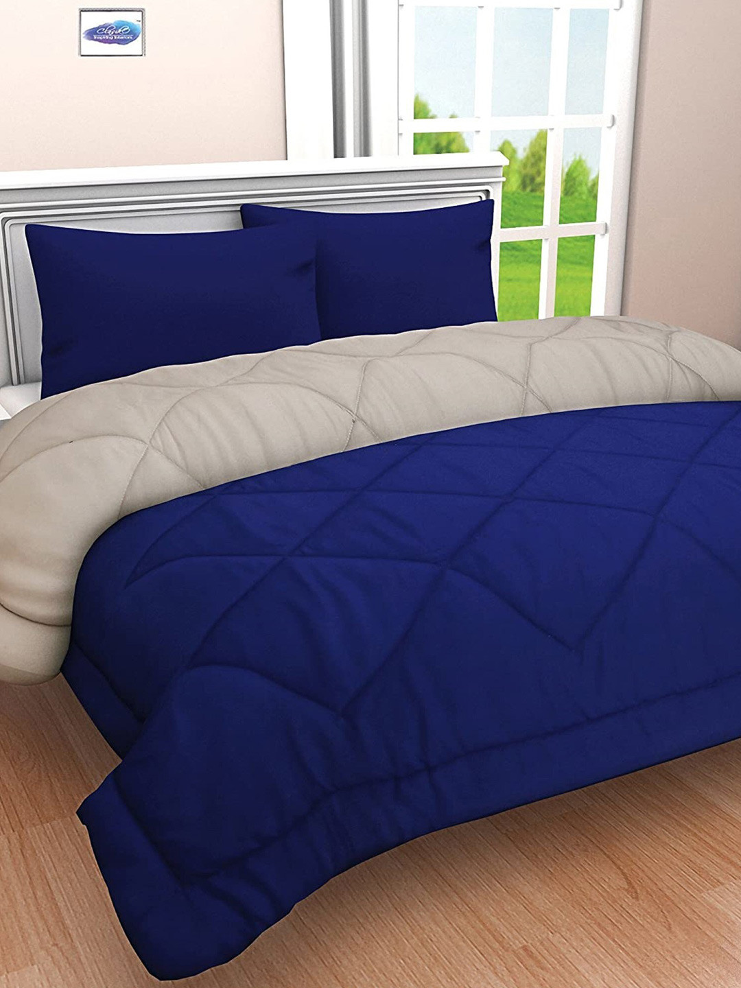 RF RELAXFEEL Blue & Grey Heavy Winter 233 GSM Double Bed Comforter