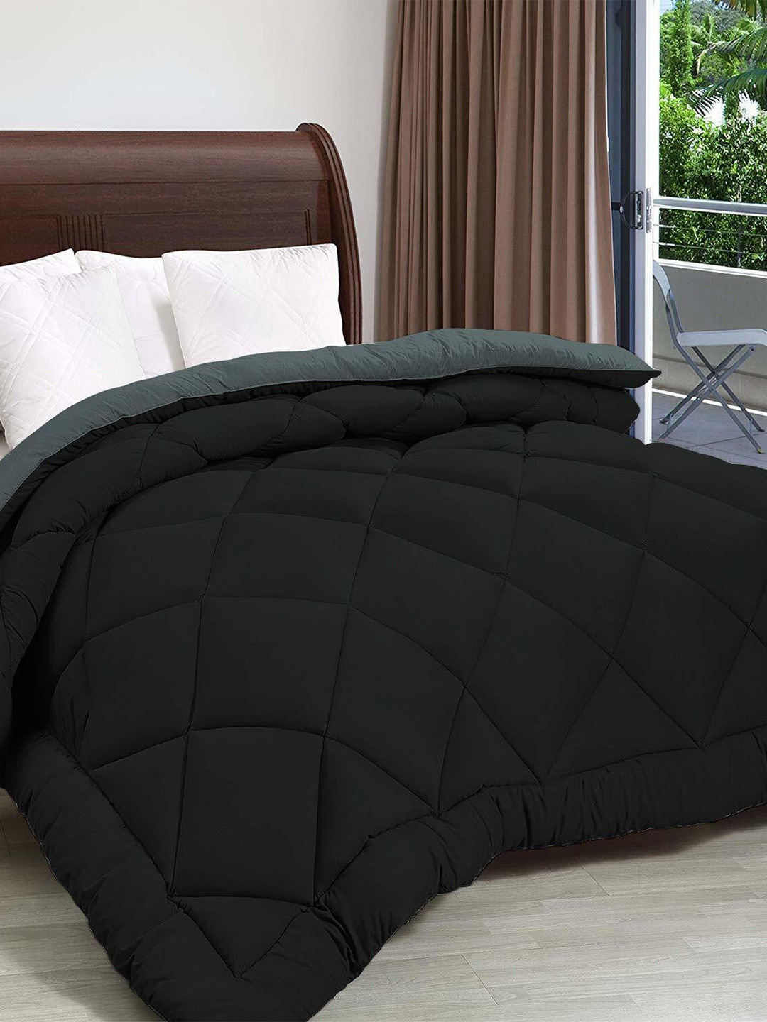 RF RELAXFEEL Black & Grey Heavy Winter 233 GSM Double Bed Comforter