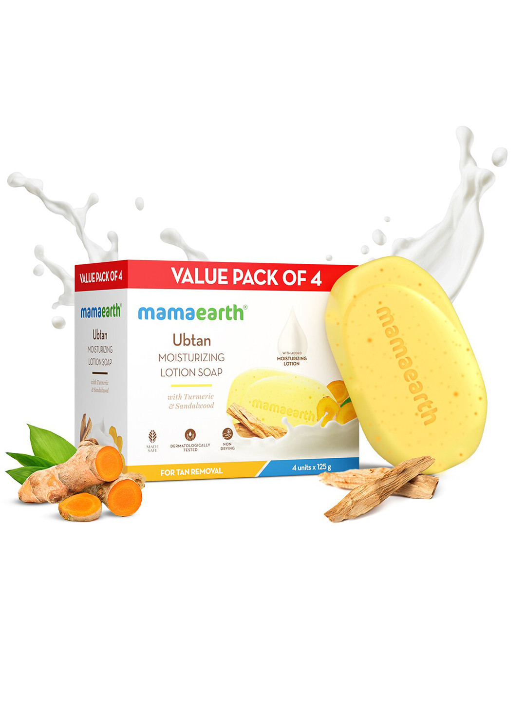 Mamaearth Set Of 4 Ubtan Moisturizing Lotion Soap For Tan Removal - 125g Each