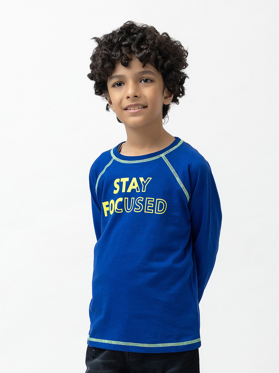 Purple United Kids Boys Blue Printed Cotton T-shirt