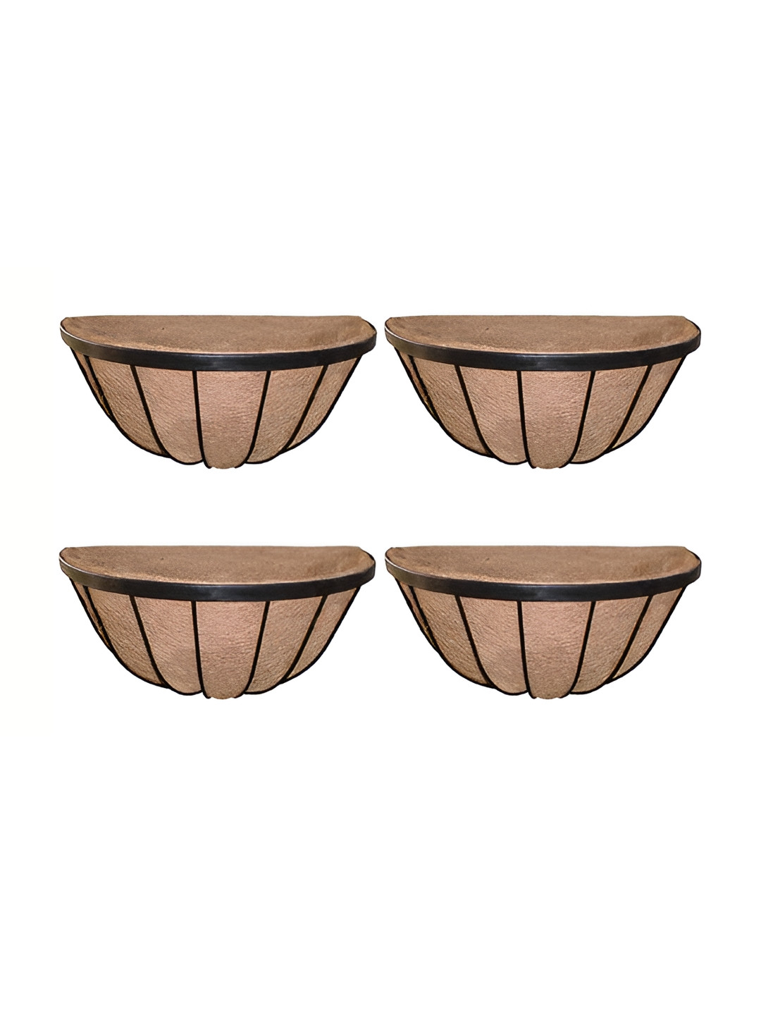 Garden Deco Black 4 Pieces Outdoor Gardening Textured Metal Planters