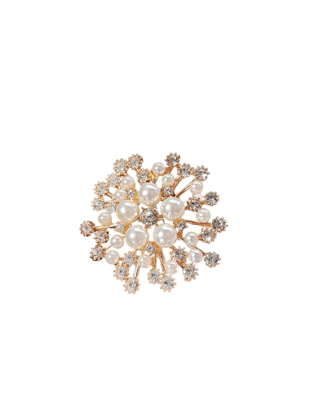 SYGA Rhinestones Studded  & Pearls Floral Charm Brooch