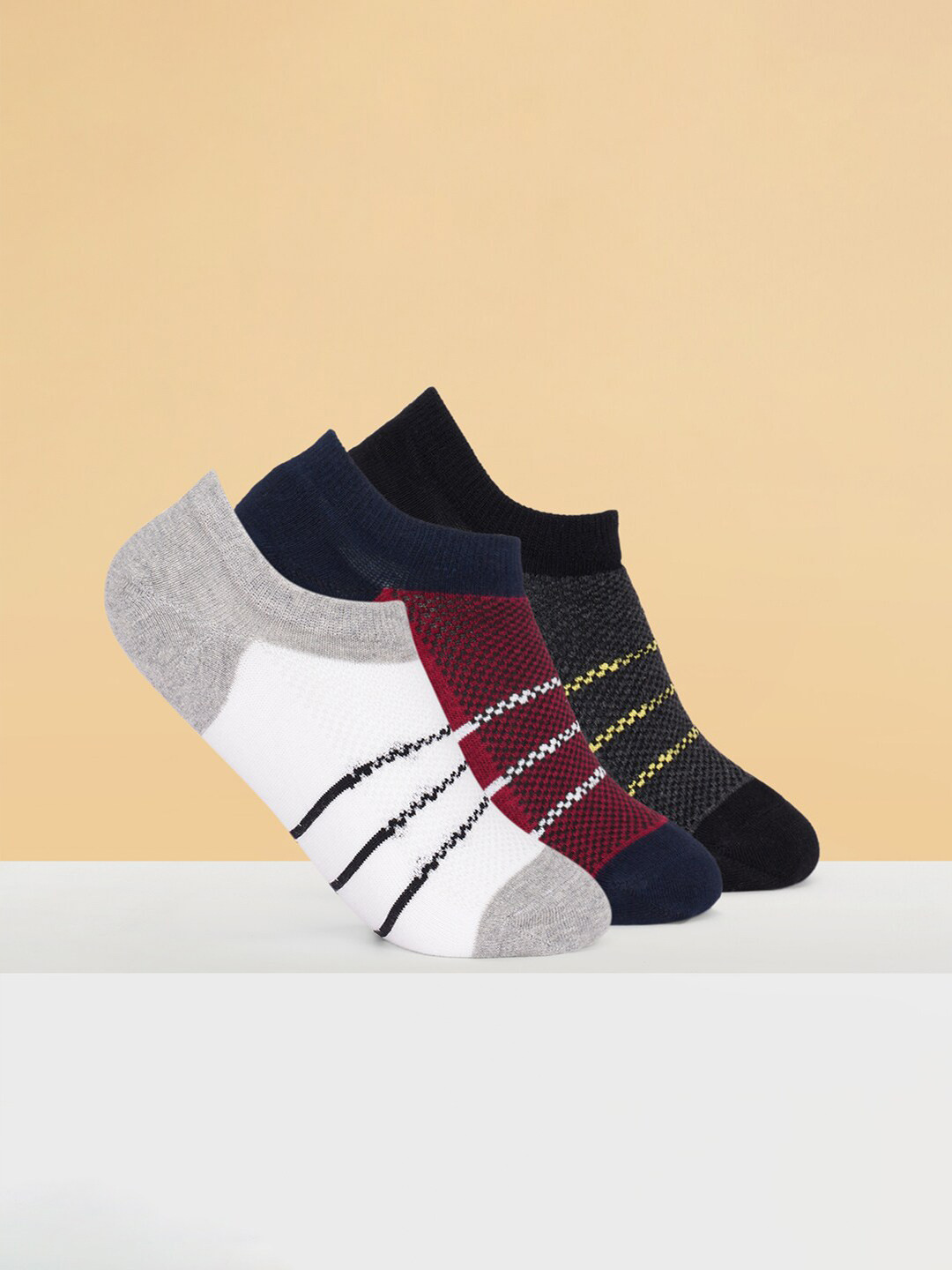 Ajile by Pantaloons Men Pack Of 3 Striped Shoe Liners Socks