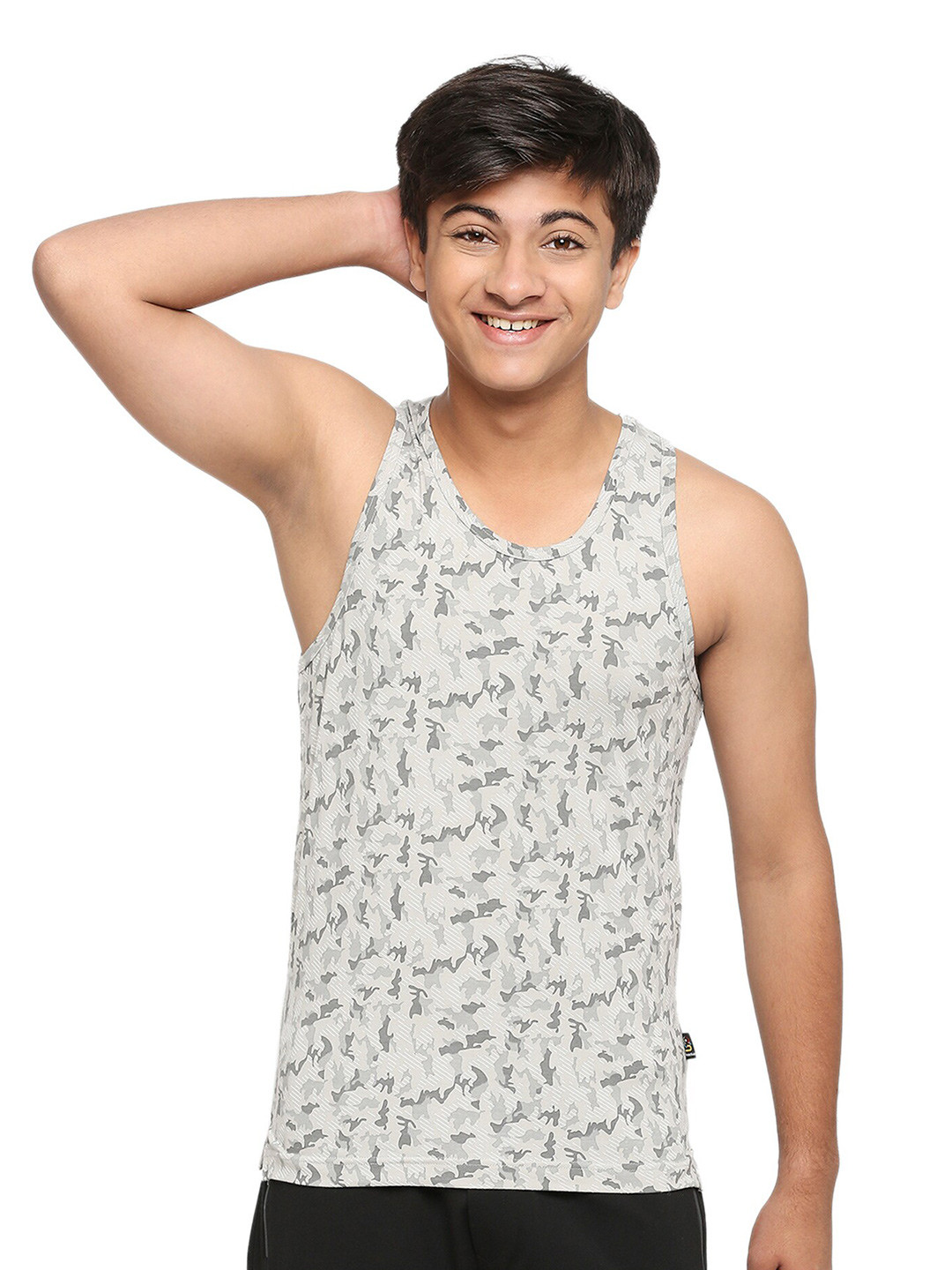FRENCHIE Boys Camouflage Printed Cotton Basic Vests-FR-BI-VS-U1906-1X5-LGray-XS