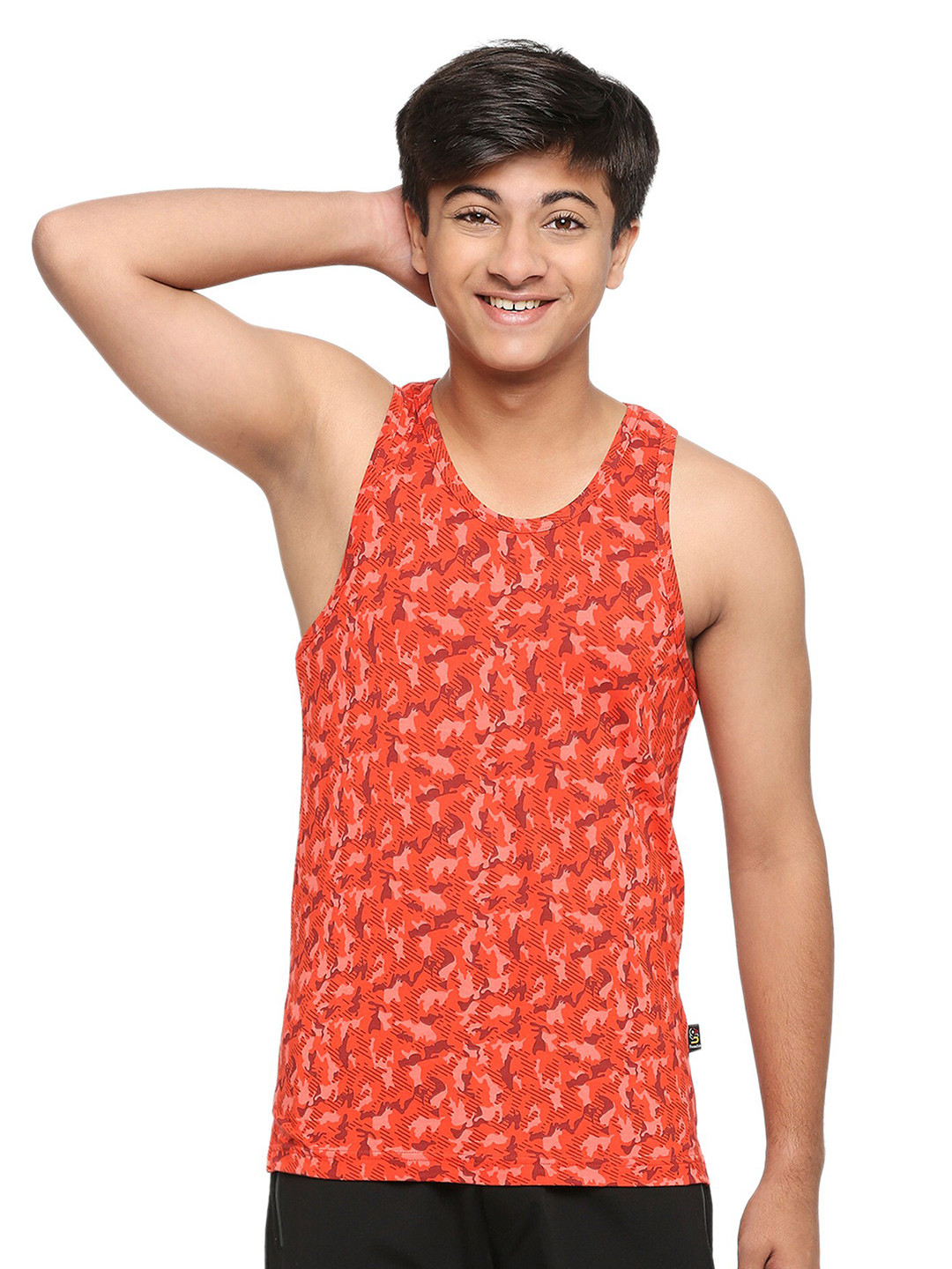 FRENCHIE Boys Printed Cotton Sleeveless Gym Vests FR-BI-VS-U1906-1X5-Red-XS