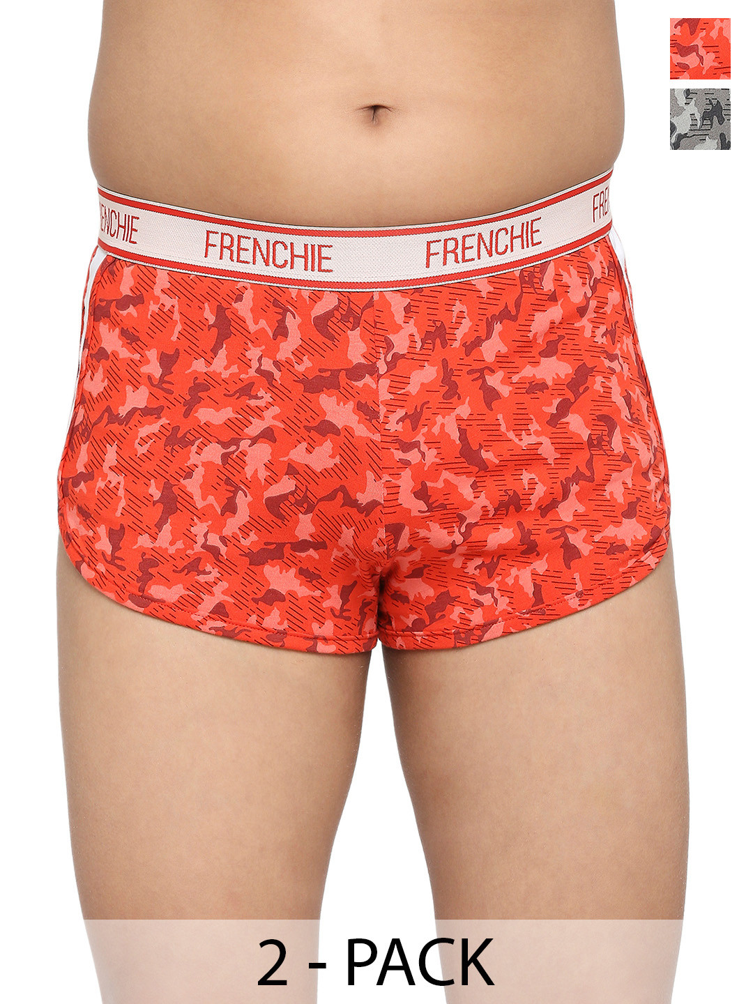FRENCHIE Pack Of 2 Printed Breathability Trunks FR-BI-TR-U1905-1X5-Red-Gray-XS
