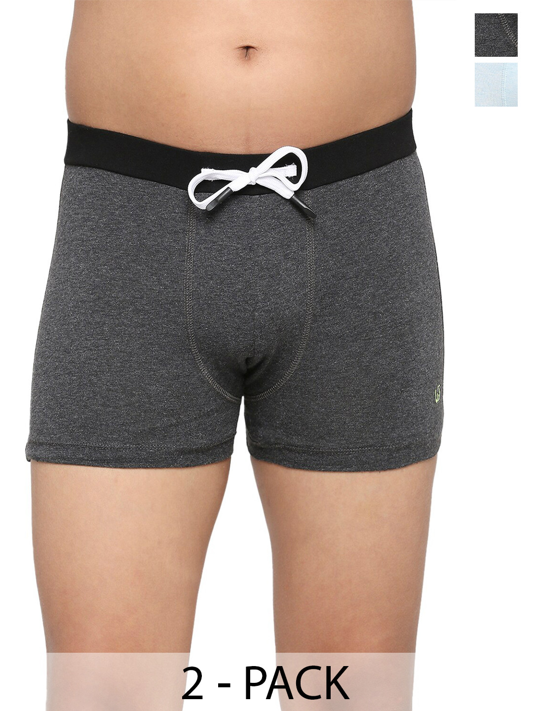 FRENCHIE Boys Pack Of 2 Cotton Trunks-FR-BI-TR-U1914-1X5-DGray-Aqua-XS